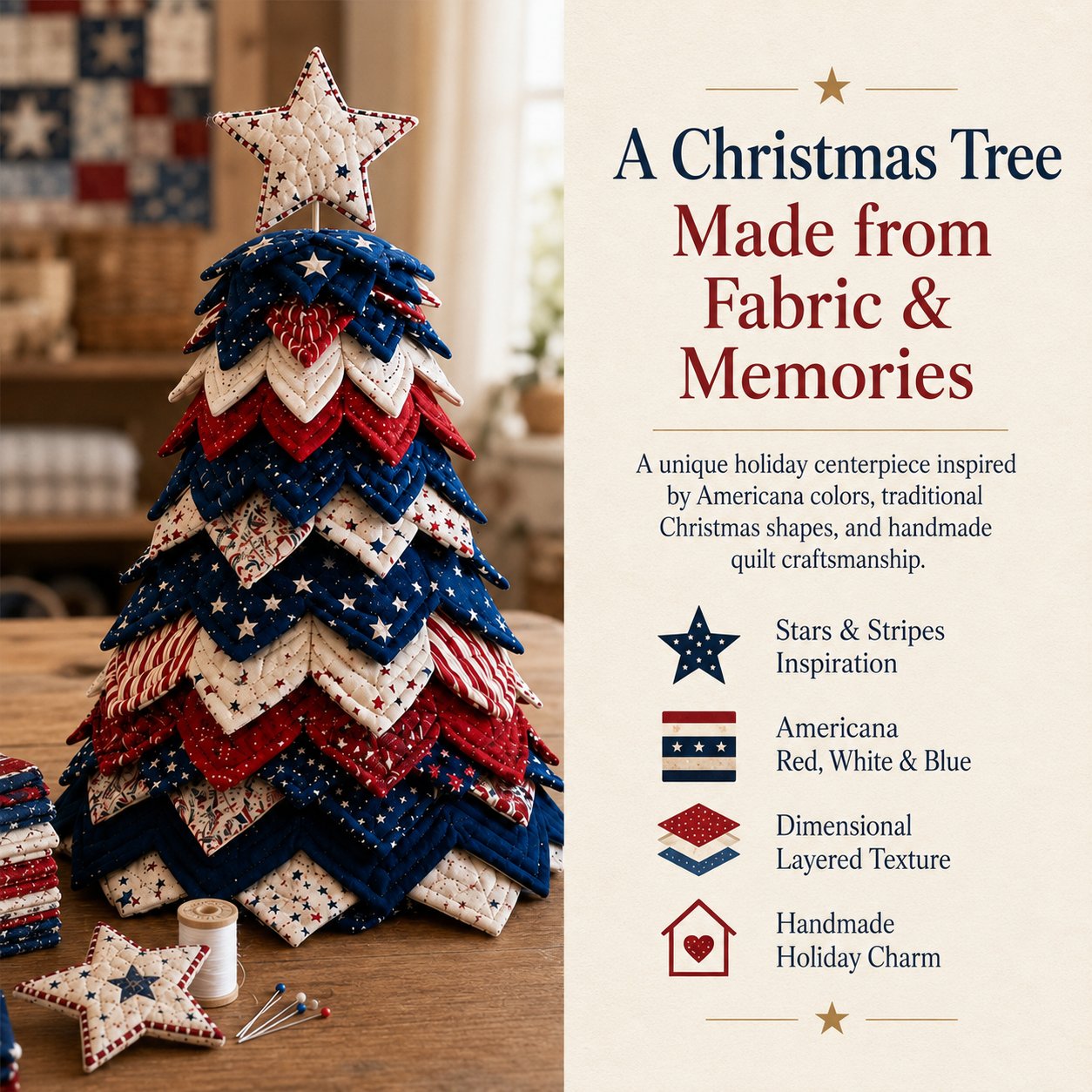 🎄 Cozy Weekend Americana Christmas Tree Quilt Kit | Easy Layered Holiday DIY Décor ✨