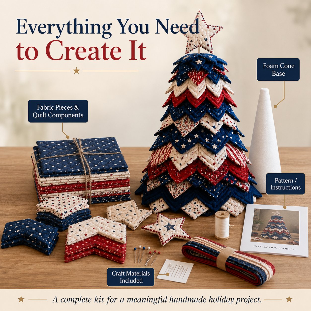 🎄 Cozy Weekend Americana Christmas Tree Quilt Kit | Easy Layered Holiday DIY Décor ✨