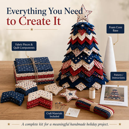 🎄 Cozy Weekend Americana Christmas Tree Quilt Kit | Easy Layered Holiday DIY Décor ✨