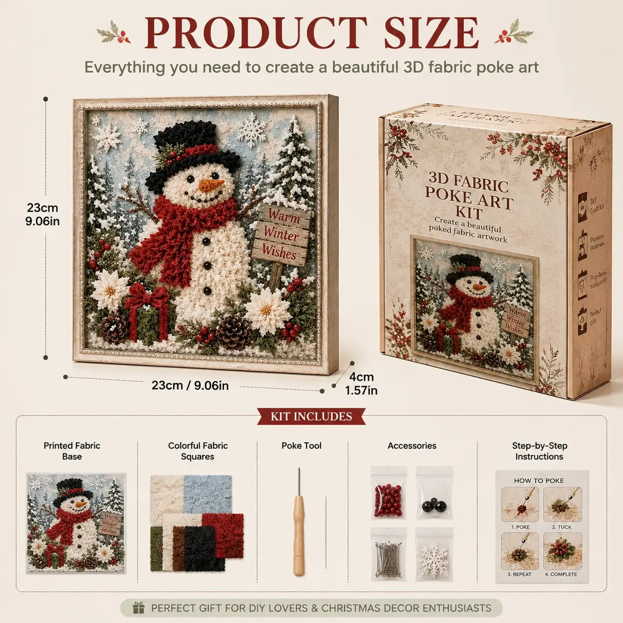 🎄 3D Christmas Fabric Poke Art DIY Craft Kit