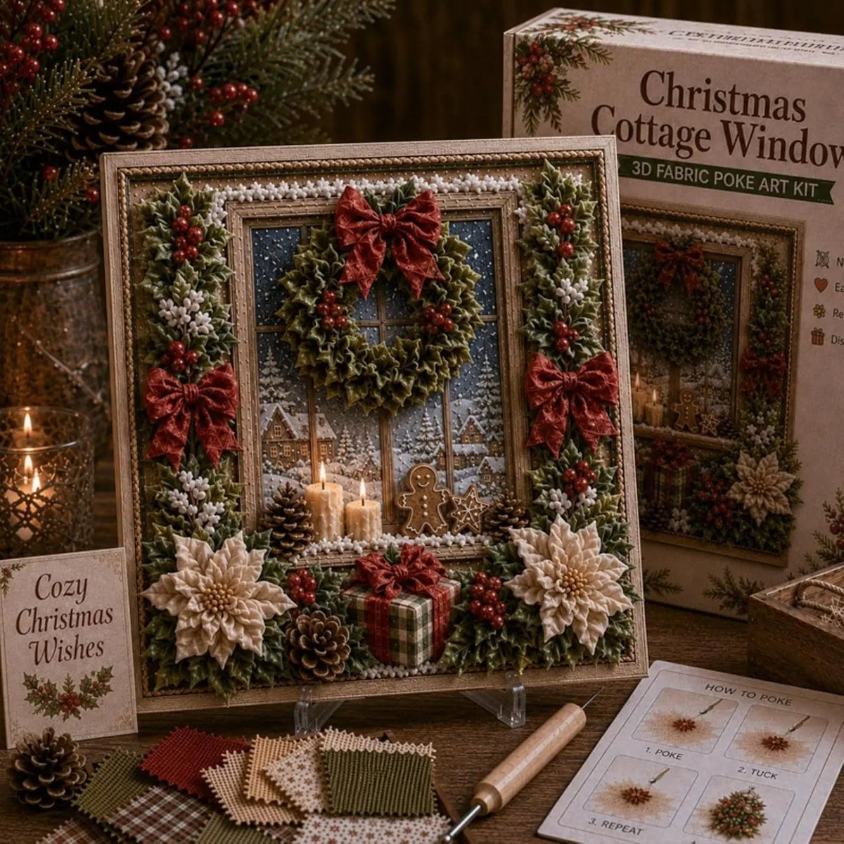 🎄 3D Christmas Fabric Poke Art DIY Craft Kit