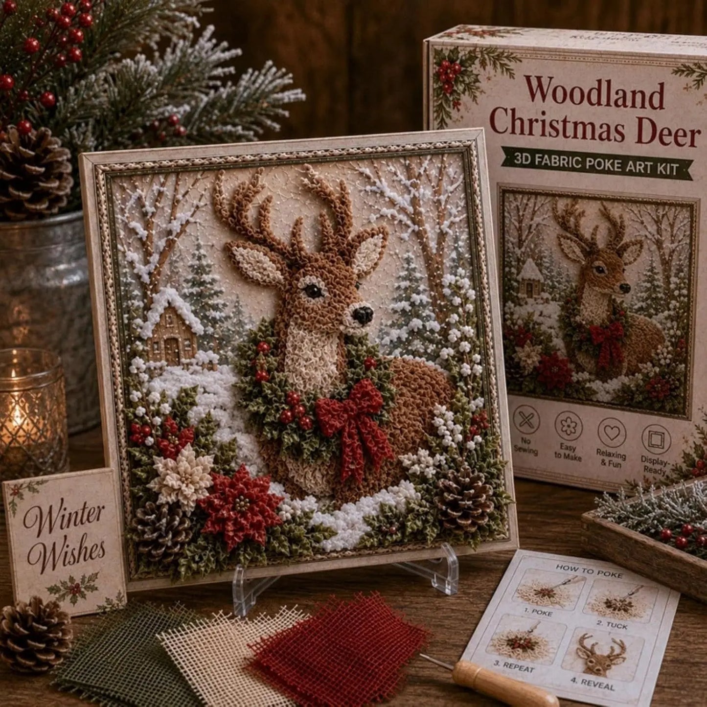🎄 3D Christmas Fabric Poke Art DIY Craft Kit