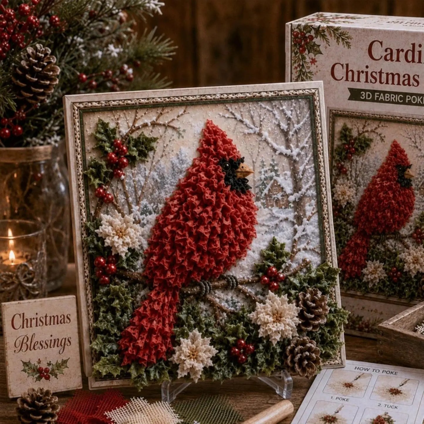 🎄 3D Christmas Fabric Poke Art DIY Craft Kit