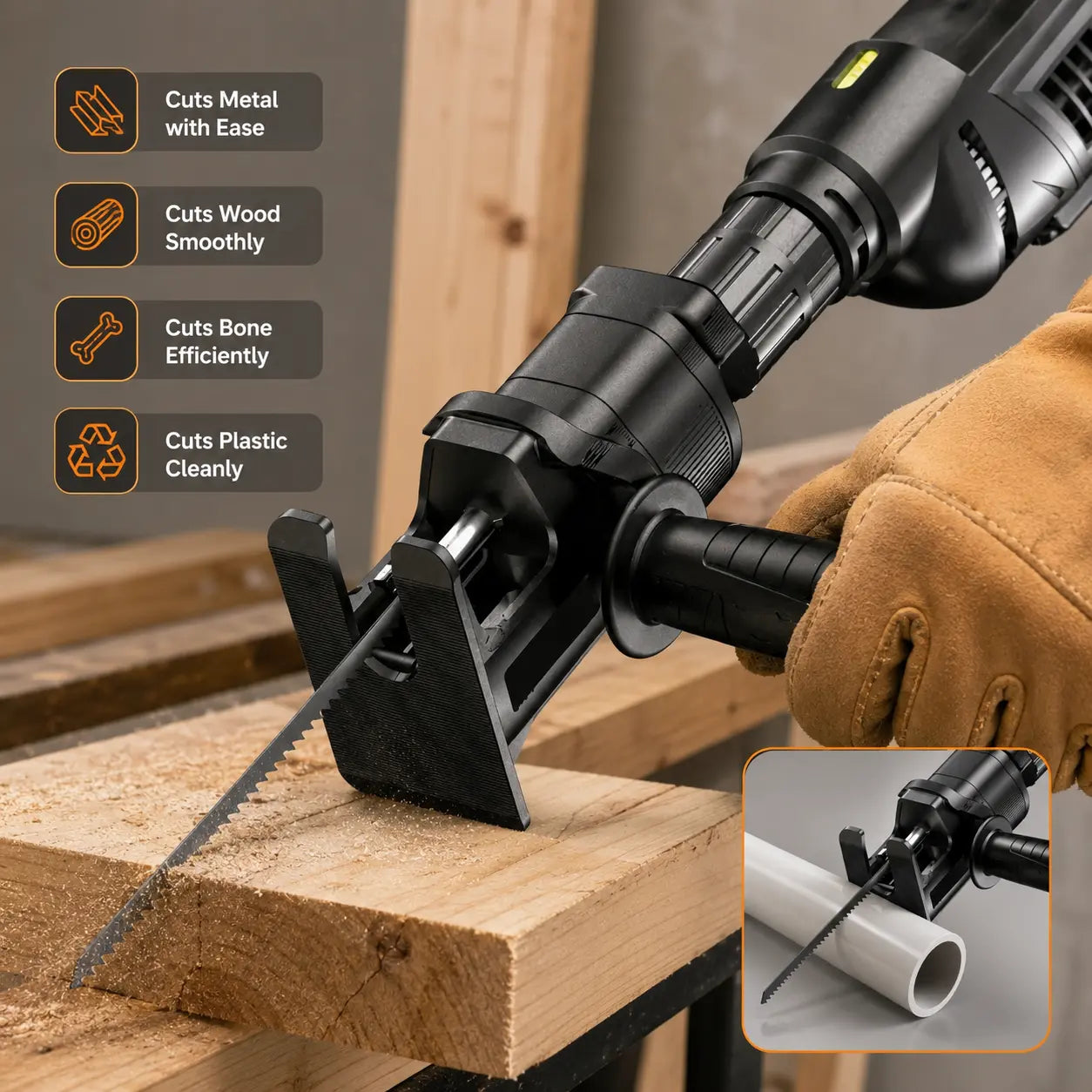 🪚 Electric Drill to Reciprocating Saw Conversion Attachment