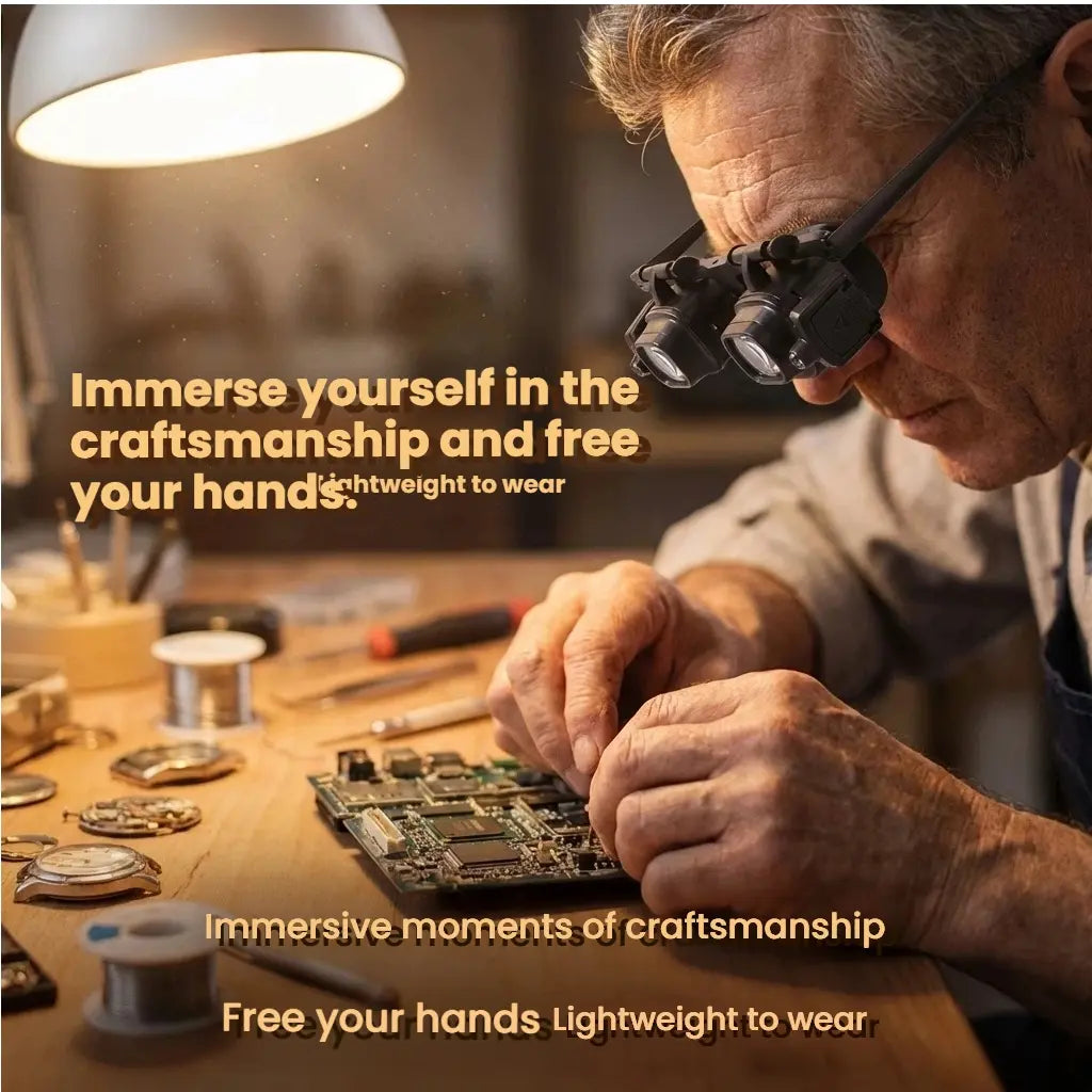 🔍 Head-Mounted LED Magnifying Glasses with Interchangeable Lenses