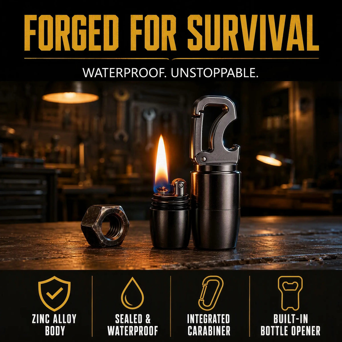 ⚙️ 4-in-1 Waterproof EDC Keychain Capsule Tool