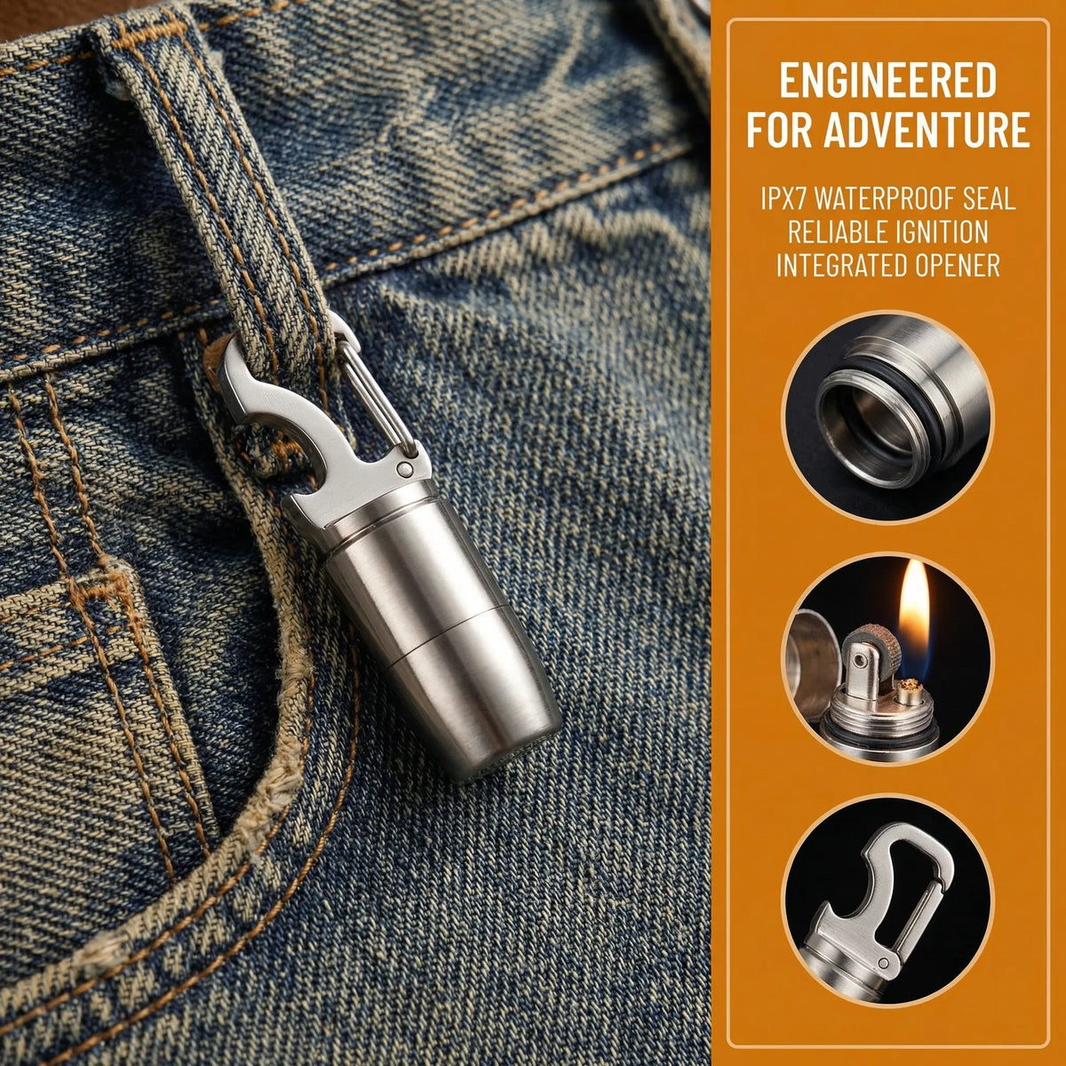 ⚙️ 4-in-1 Waterproof EDC Keychain Capsule Tool