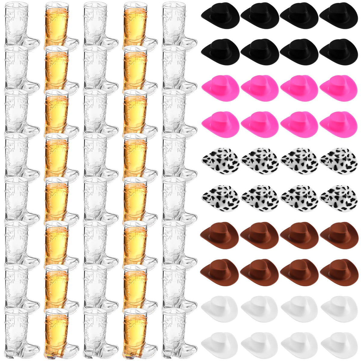 Mini Cowboy Boot Shot Cups with Decorative Hats