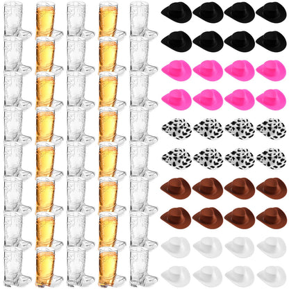 Mini Cowboy Boot Shot Cups with Decorative Hats