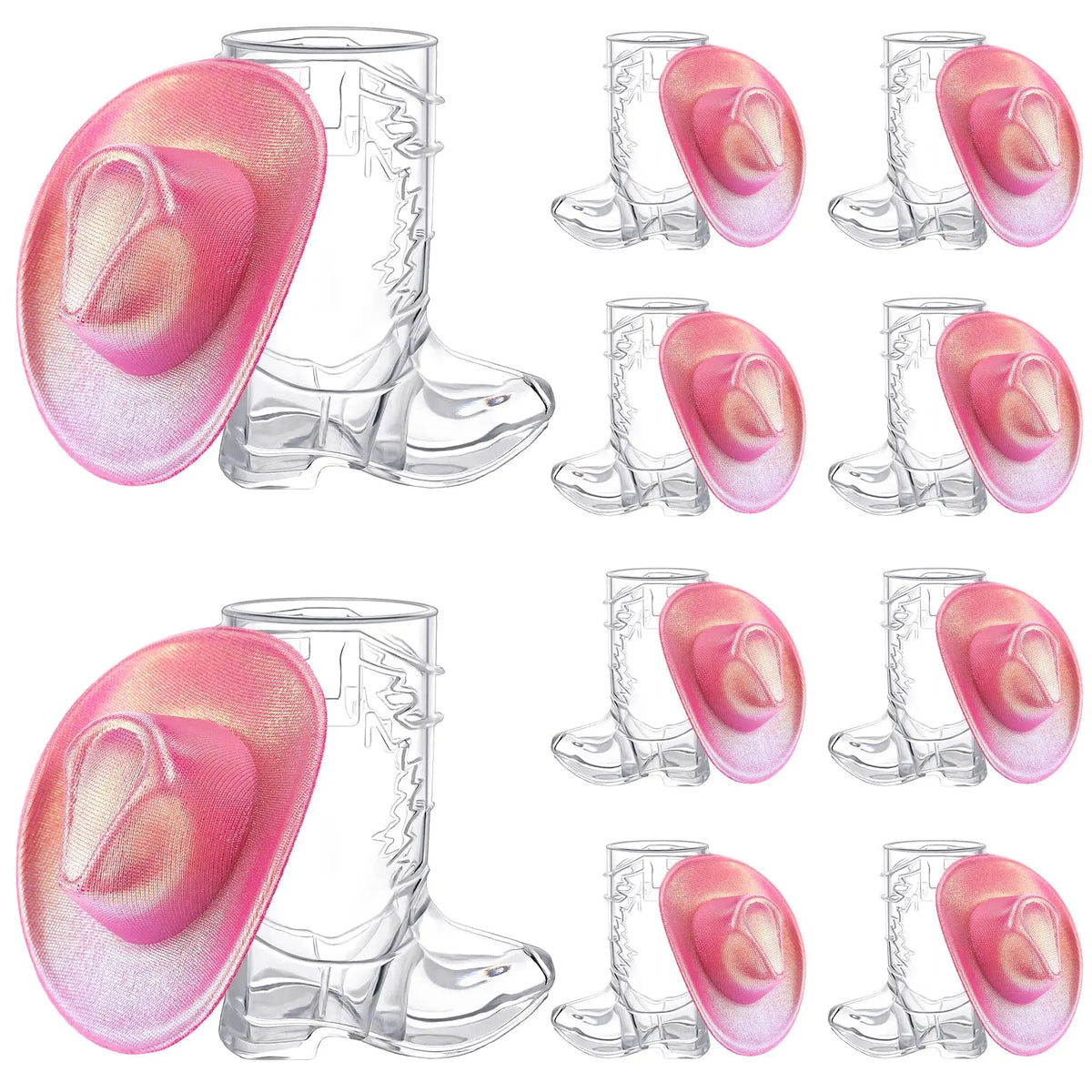 Mini Cowboy Boot Shot Cups with Decorative Hats