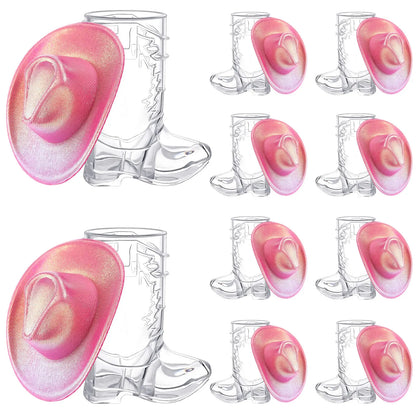 Mini Cowboy Boot Shot Cups with Decorative Hats