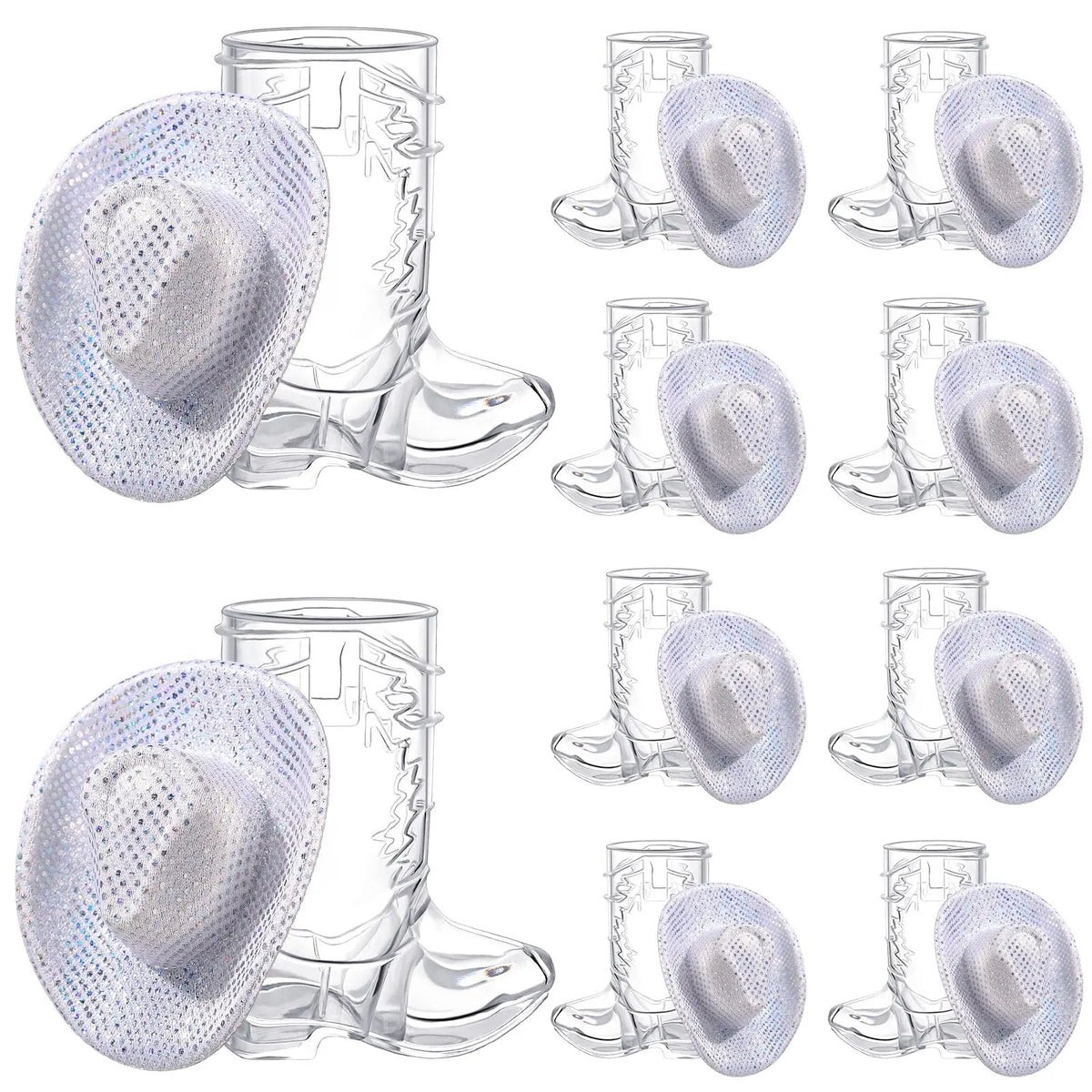 Mini Cowboy Boot Shot Cups with Decorative Hats
