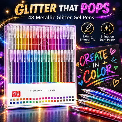 ✨ Metallic Glitter Gel Pens – Bold Color That Pops on Black Paper