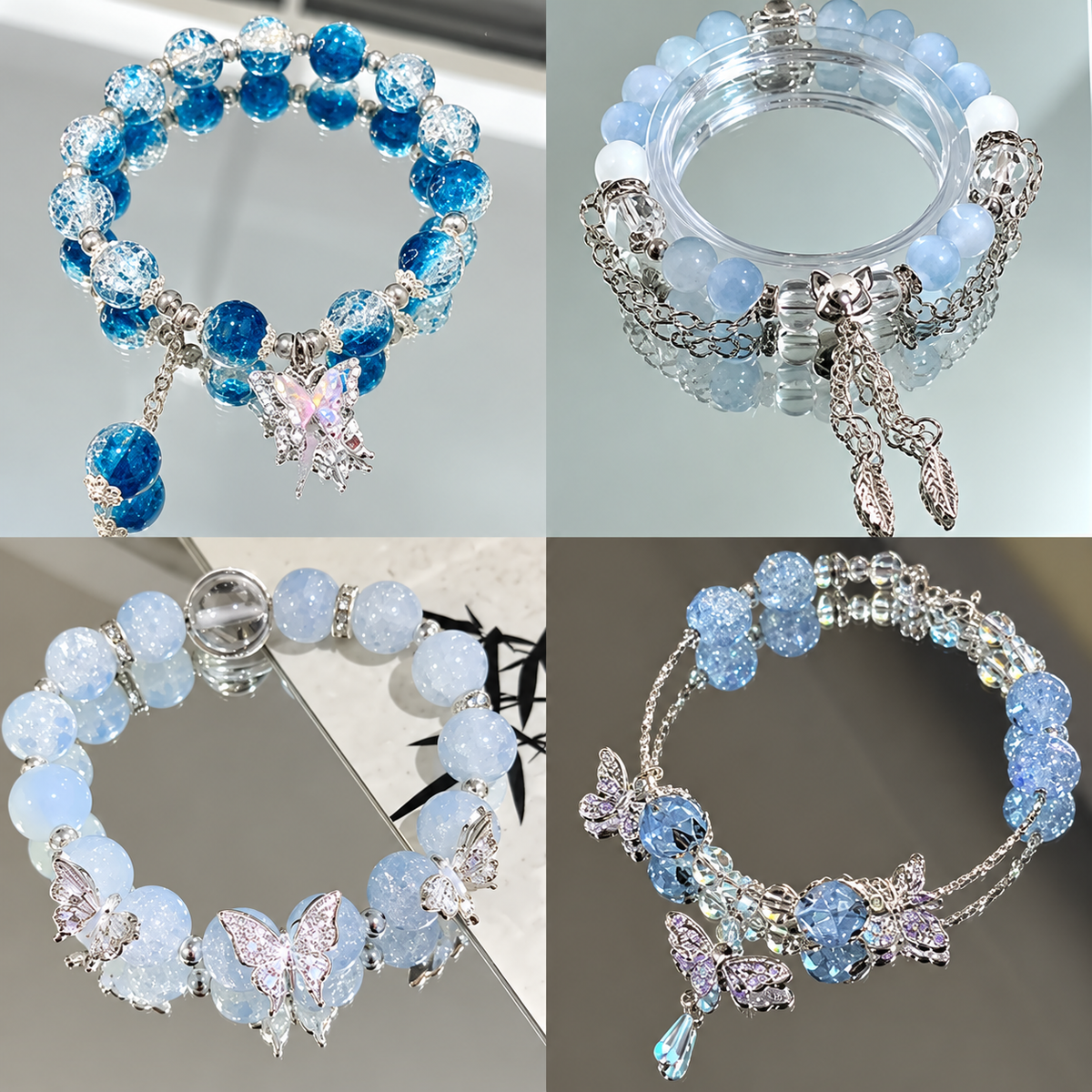 🦋 Sweet Forest Fairy Butterfly Stackable Bracelet Set (9 Pcs)