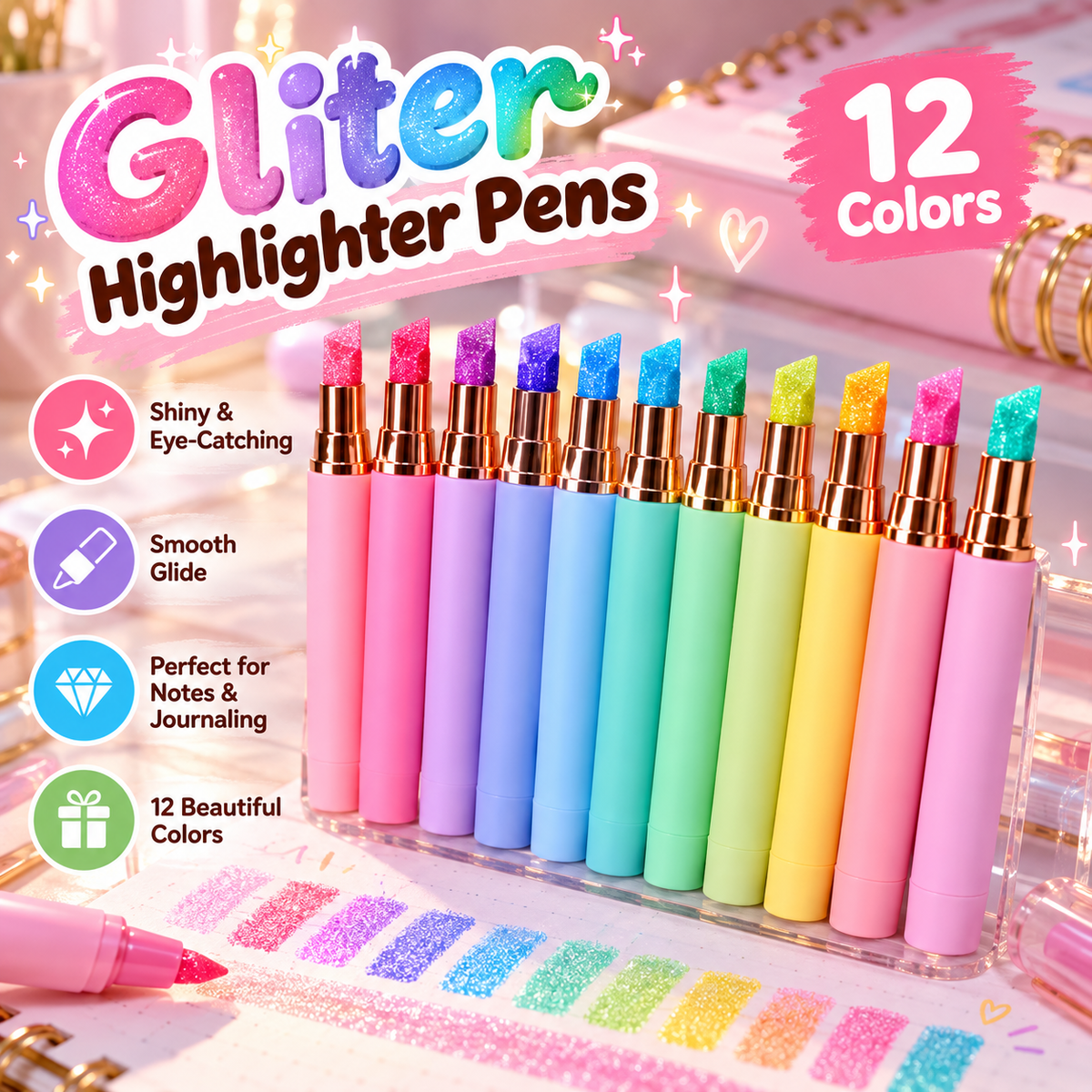 ✨ Glitter Highlighter Pens – Add Shimmer to Notes, Journals & Creative Projects 🌈