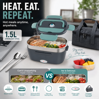 🍱 49% OFF! Portable Electric Heating Lunch Box – 1.5L, Home & Car Use 🔥