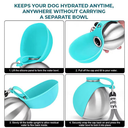🎉 2026 Sale — Over 19,000 Sold! 🐾 2-in-1 Portable Dog Water Bottle – Flips Open to a Bowl, Leak-Proof Stainless Steel – Hydration on the Go! ✨