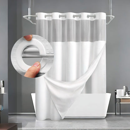 🎐Luxury Waffle Weave Shower Curtain Set with Sheer Liner & Hooks | Hotel Spa Collection