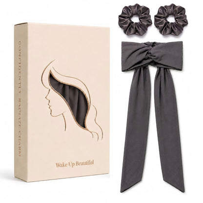 Black Satin Bow Hair Clip for Ponytails & Half-Up Styles