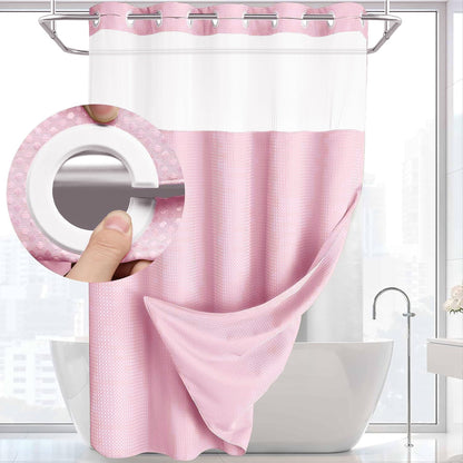 🎐Luxury Waffle Weave Shower Curtain Set with Sheer Liner & Hooks | Hotel Spa Collection