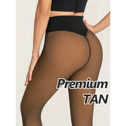 Sheer-Look Fleece-Lined High-Waist Tights for Winter