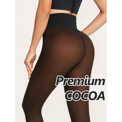 Sheer-Look Fleece-Lined High-Waist Tights for Winter