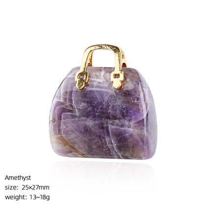 🔮 Mini Natural Crystal Handbag Charms – Lucky Aura Energy DIY Jewelry Pendants ✨