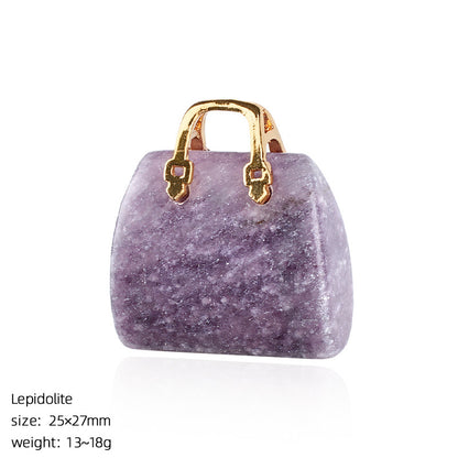 🔮 Mini Natural Crystal Handbag Charms – Lucky Aura Energy DIY Jewelry Pendants ✨