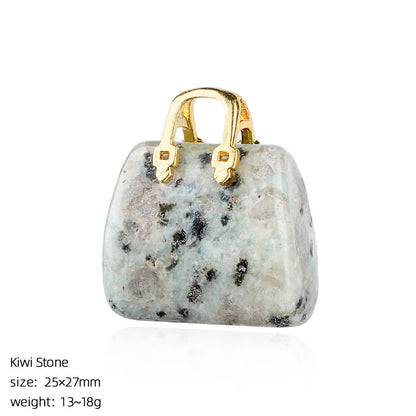 🔮 Mini Natural Crystal Handbag Charms – Lucky Aura Energy DIY Jewelry Pendants ✨