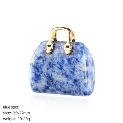 🔮 Mini Natural Crystal Handbag Charms – Lucky Aura Energy DIY Jewelry Pendants ✨