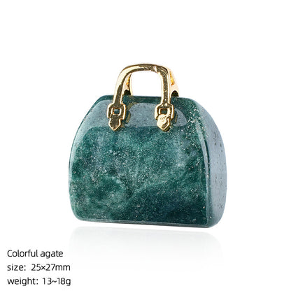 🔮 Mini Natural Crystal Handbag Charms – Lucky Aura Energy DIY Jewelry Pendants ✨