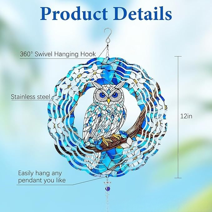 🌀 12-Inch Mandala Peacock 3D Kinetic Wind Spinner