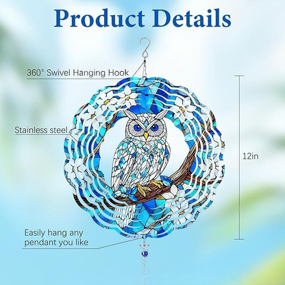 🌀 12-Inch Mandala Peacock 3D Kinetic Wind Spinner