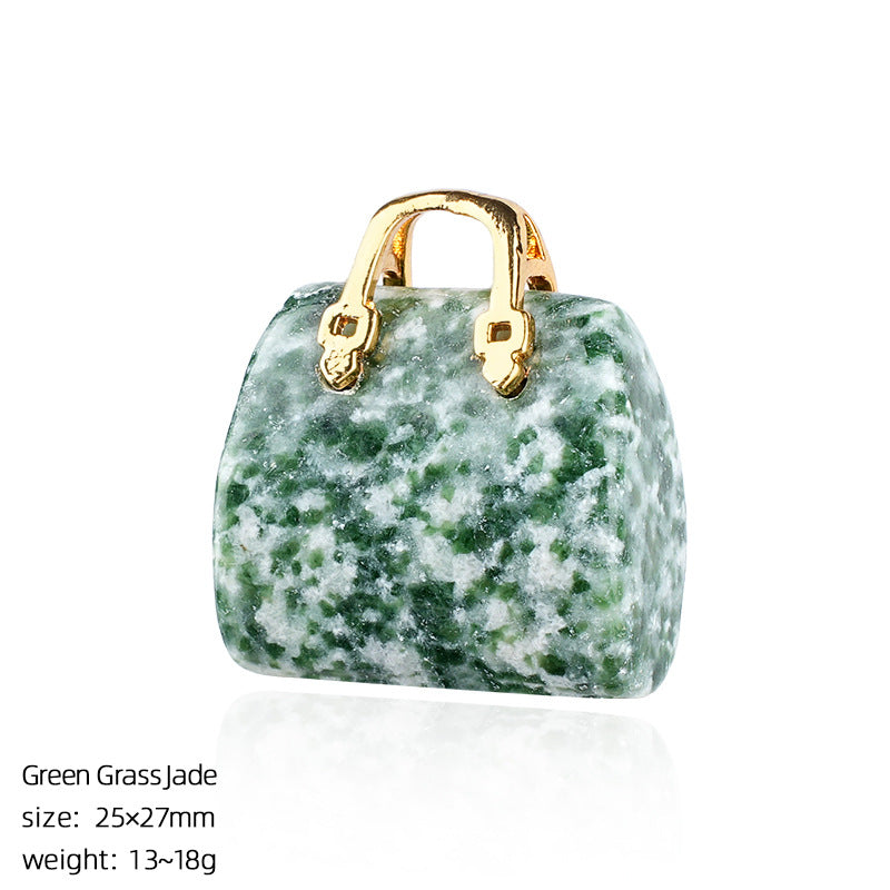 🔮 Mini Natural Crystal Handbag Charms – Lucky Aura Energy DIY Jewelry Pendants ✨