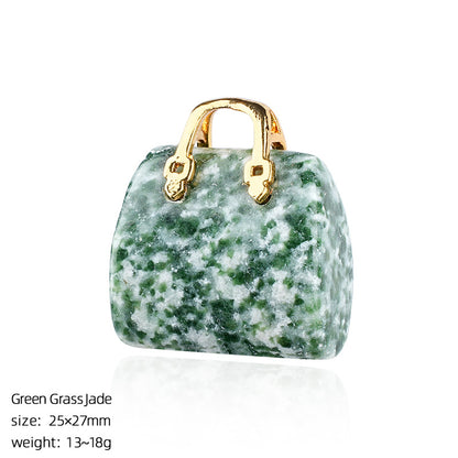 🔮 Mini Natural Crystal Handbag Charms – Lucky Aura Energy DIY Jewelry Pendants ✨