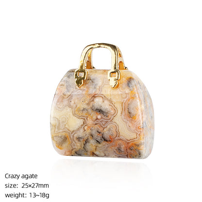 🔮 Mini Natural Crystal Handbag Charms – Lucky Aura Energy DIY Jewelry Pendants ✨