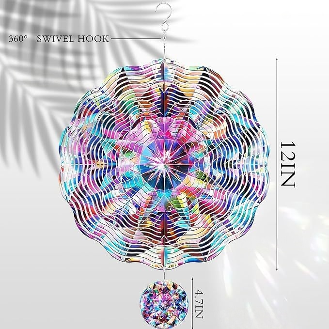 🌀 12-Inch Mandala Peacock 3D Kinetic Wind Spinner
