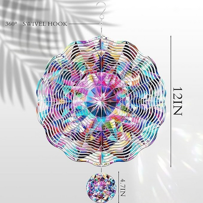 🌀 12-Inch Mandala Peacock 3D Kinetic Wind Spinner