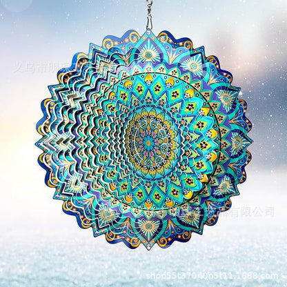 🌀 12-Inch Mandala Peacock 3D Kinetic Wind Spinner