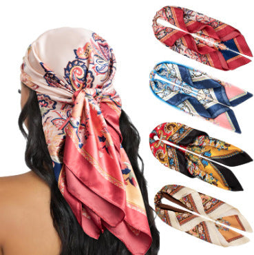 ✨ 4-Piece Premium Satin Square Head Scarf Set (35" x 35") 🧣