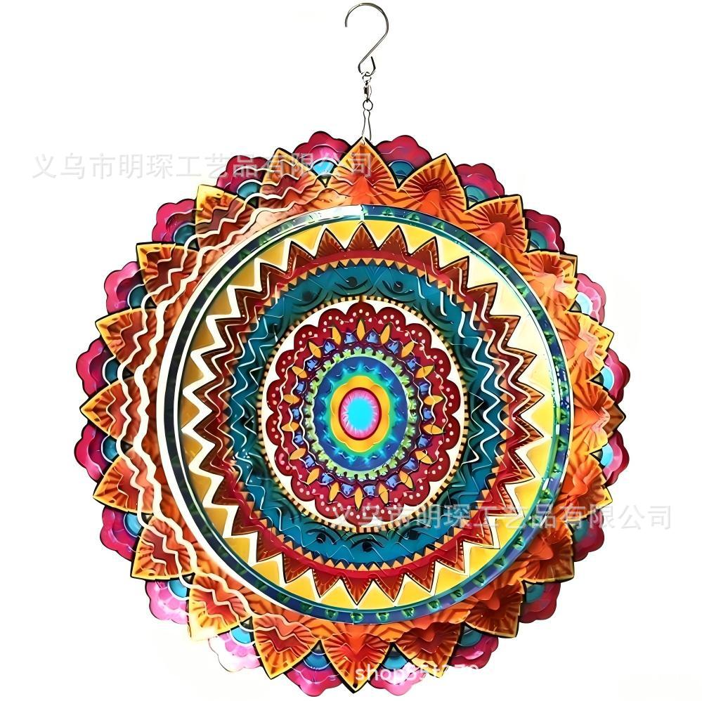 🌀 12-Inch Mandala Peacock 3D Kinetic Wind Spinner