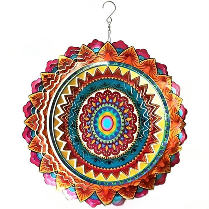 🌀 12-Inch Mandala Peacock 3D Kinetic Wind Spinner