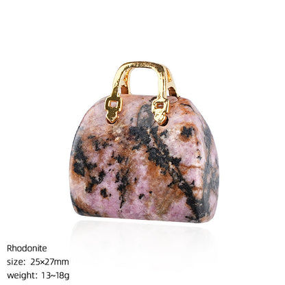 🔮 Mini Natural Crystal Handbag Charms – Lucky Aura Energy DIY Jewelry Pendants ✨