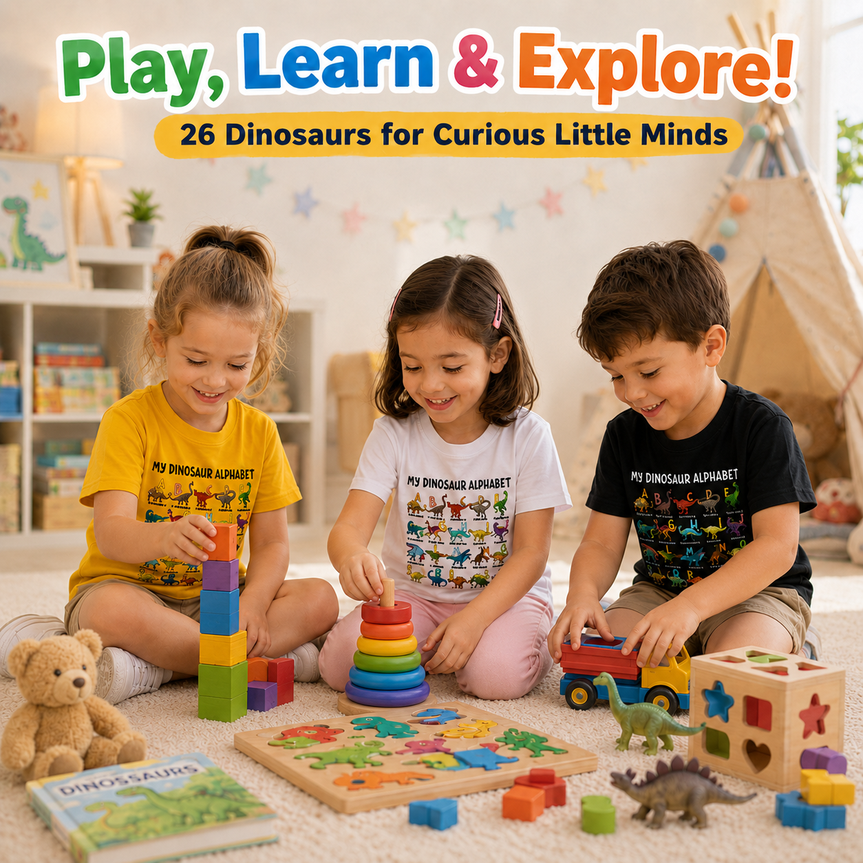 🦖The ABC Dino Tee: Spark Your Little Explorer’s Curiosity & Early Learning!