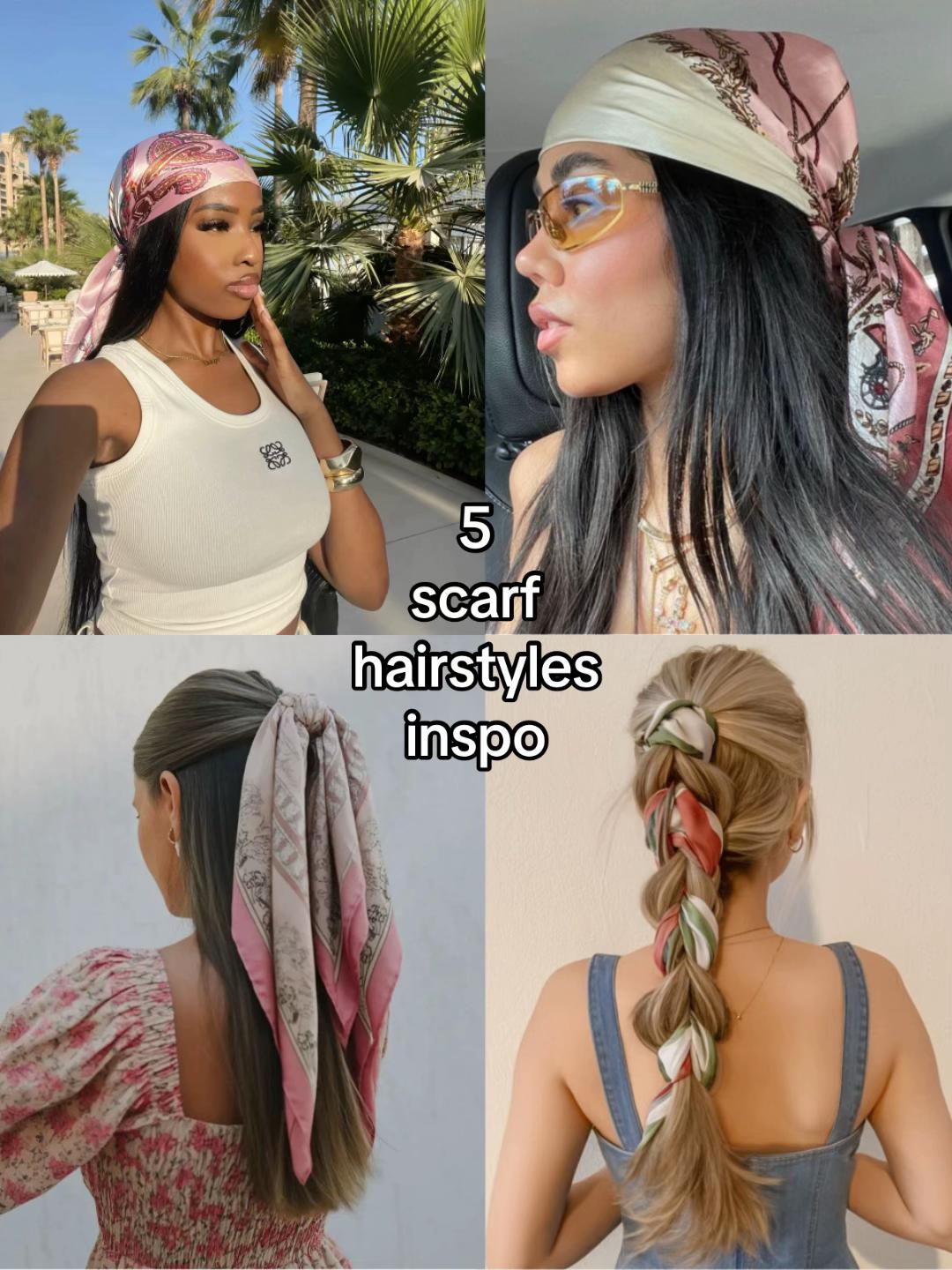 ✨ 4-Piece Premium Satin Square Head Scarf Set (35" x 35") 🧣