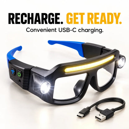 💡 Rechargeable LED Headlamp Glasses – Hands-Free Light