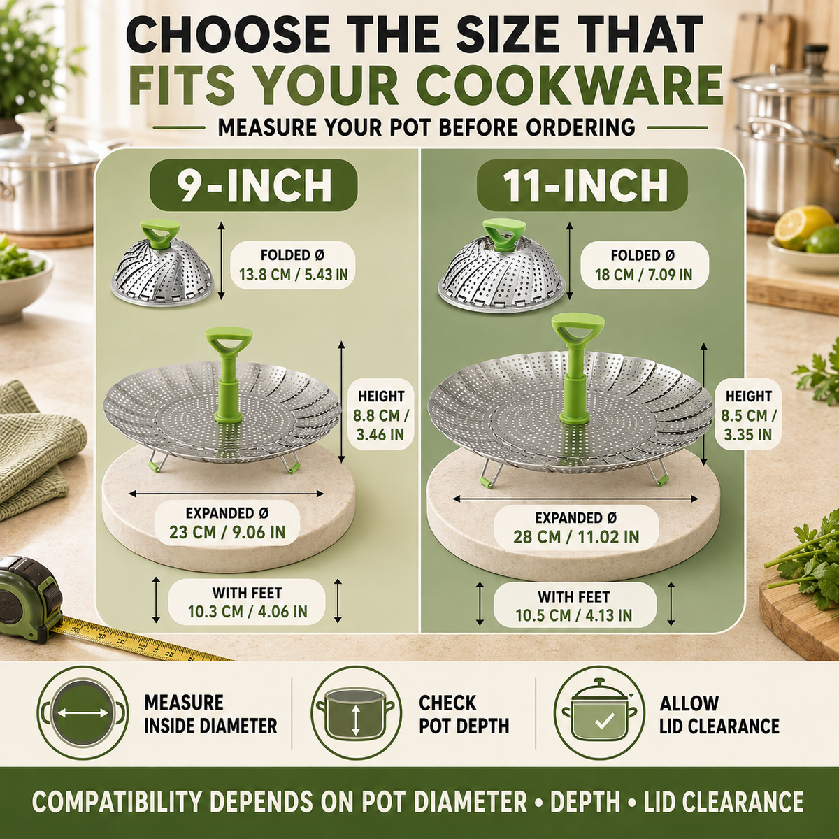 🥦 Multi-Functional Collapsible Veggie Steamer Basket, Strainer & Serving Bowl 🍲
