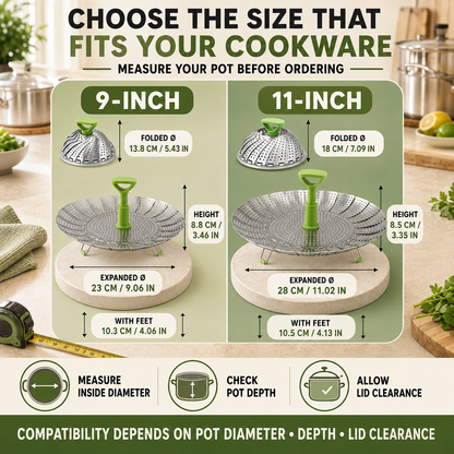 🥦 Multi-Functional Collapsible Veggie Steamer Basket, Strainer & Serving Bowl 🍲