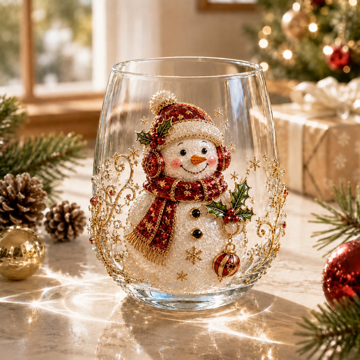 🎄 Luxury Christmas Glass Art Cup – Festive Holiday Drinkware & Premium Gift for Christmas 🎁✨