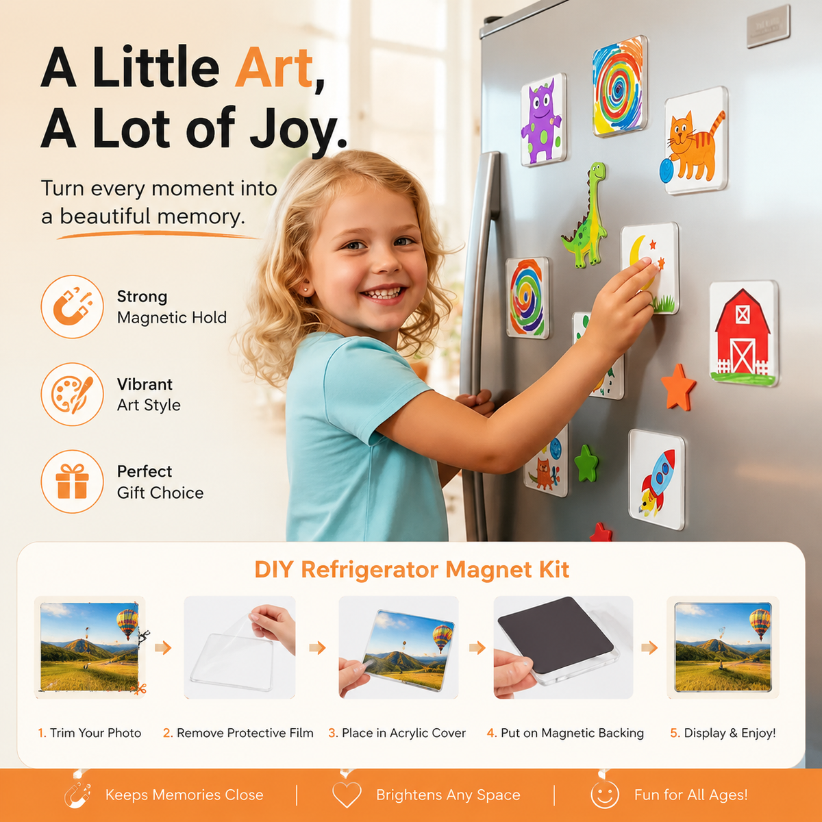 🧊DIY Acrylic Fridge Magnet Making Kit – Custom Clear Picture Magnets for Kids’ Artwork, Family Photos & Creative Home Decor